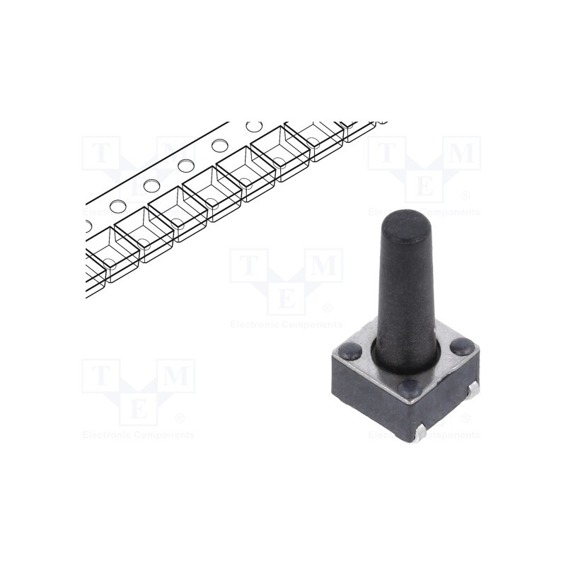 2 pcs x E-SWITCH - TL3301DF160QJ - Microswitch TACT, SPST-NO, Pos: 2, 0.05A/12VDC, SMT, none, 1.57N