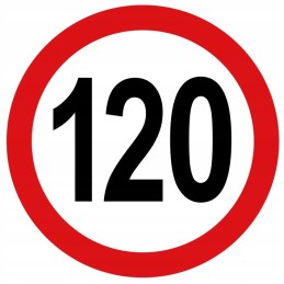 Sticker speed limit 120 km sign width 20 cm