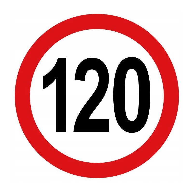 Sticker speed limit 120 km sign width 20 cm
