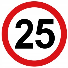 Sticker speed limit 25km sign width 20cm