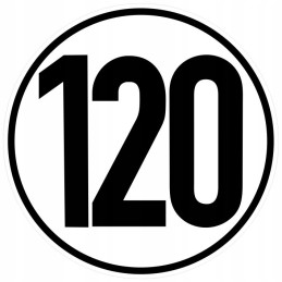 Sticker speed limit 120 km, sign 16 cm wide