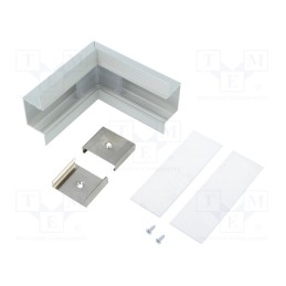 1 set x TOPMET - V4740020S - Connector 90°, silver, aluminium, anodized, VARIO30-05