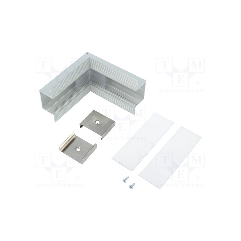 1 set x TOPMET - V4740020S - Connector 90°, silver, aluminium, anodized, VARIO30-05