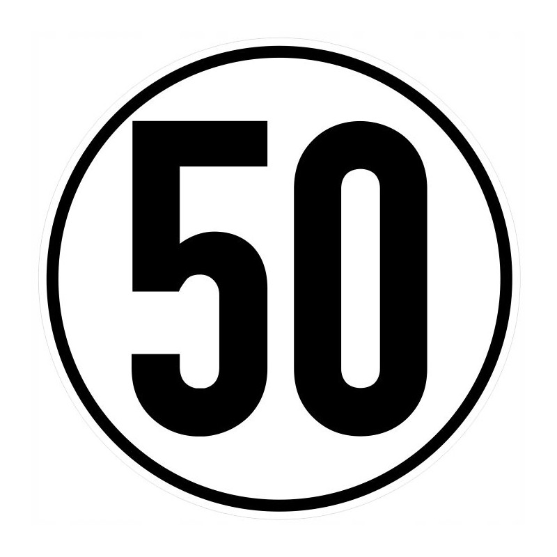 Sticker speed limit 50 km sign diameter 20 cm