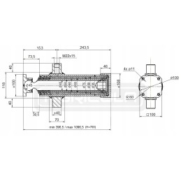 Hydraulic trailer cylinder 700mm 5t on the rear attachment