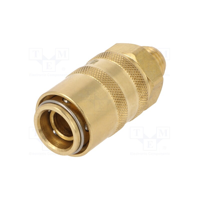 1 pcs x PNEUMAT-S09H GZ14 - Quick connection coupling, straight, max.15bar, brass, Seal: FPM