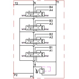 Hydraulic distributor, 4 sections, 80l, for rounds