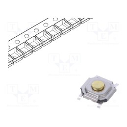 2 pcs x ALPS - SKQGAKE010 - Microswitch TACT, SPST, Pos: 2, 0.05A/12VDC, SMT, 3.4N, 1.5mm, round