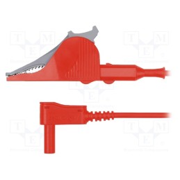 1 pcs x SCHu00dcTZINGER - MSWSAK 7418 / 2.5 / 150 / RT - Test lead, 32A, angular banana plug 4mm x2,aligator clip, red