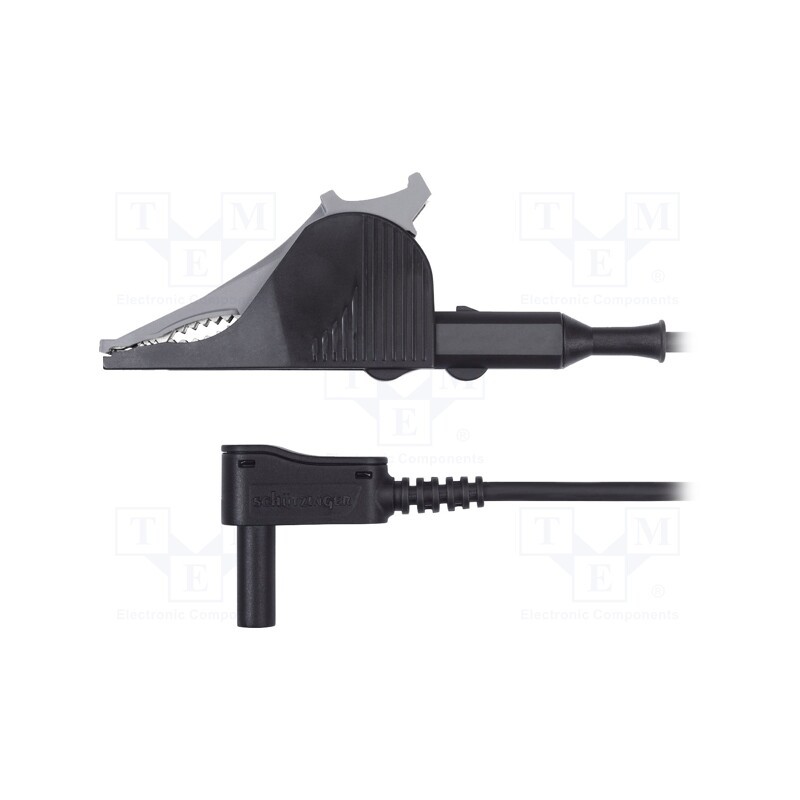1 pcs x SCHu00dcTZINGER - MSWSAK 7418 / 2.5 / 150 / SW - Test lead, 32A, angular banana plug 4mm x2,aligator clip, black