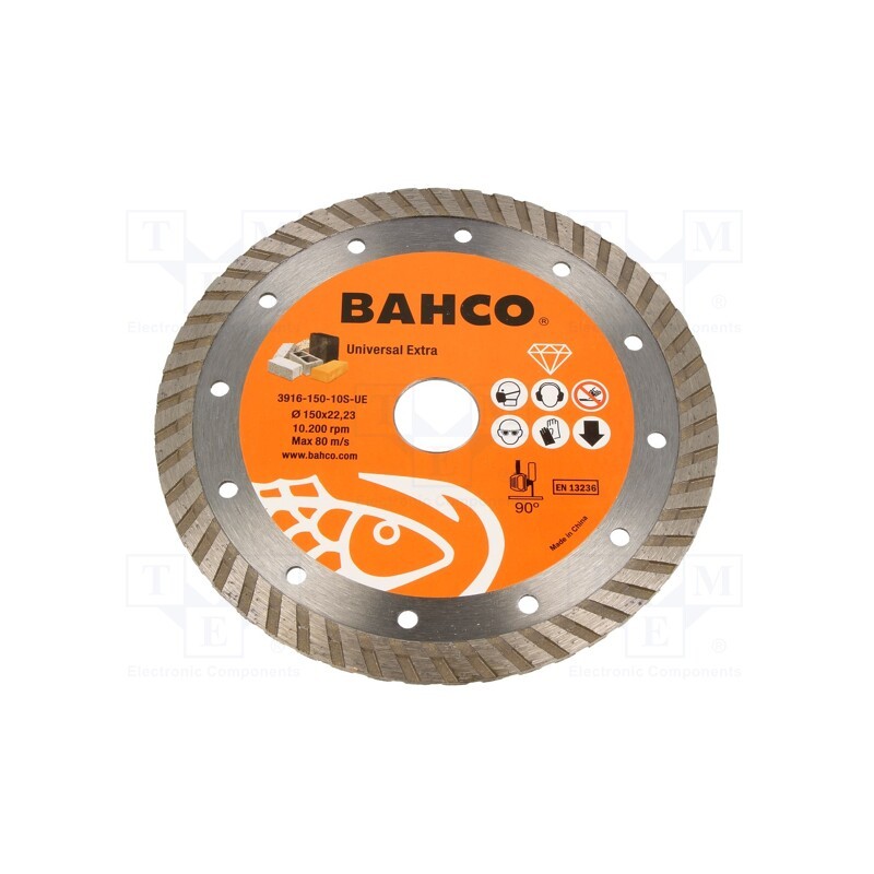 1 pcs x BAHCO - 3916-150-10S-UE - Cutting diamond wheel, Ø: 150mm, Øhole: 22.23mm, Disc thick: 3mm