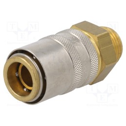 1 pcs x PNEUMAT-S09H GZ38 - Quick connection coupling, straight, max.15bar, brass, Seal: FPM
