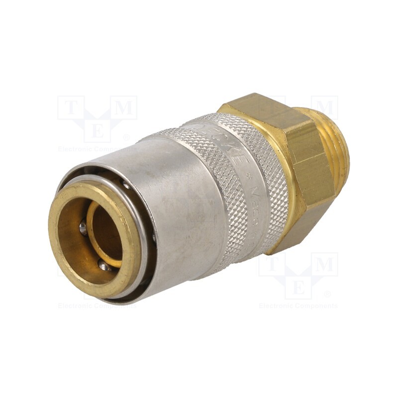1 pcs x PNEUMAT-S09H GZ38 - Quick connection coupling, straight, max.15bar, brass, Seal: FPM