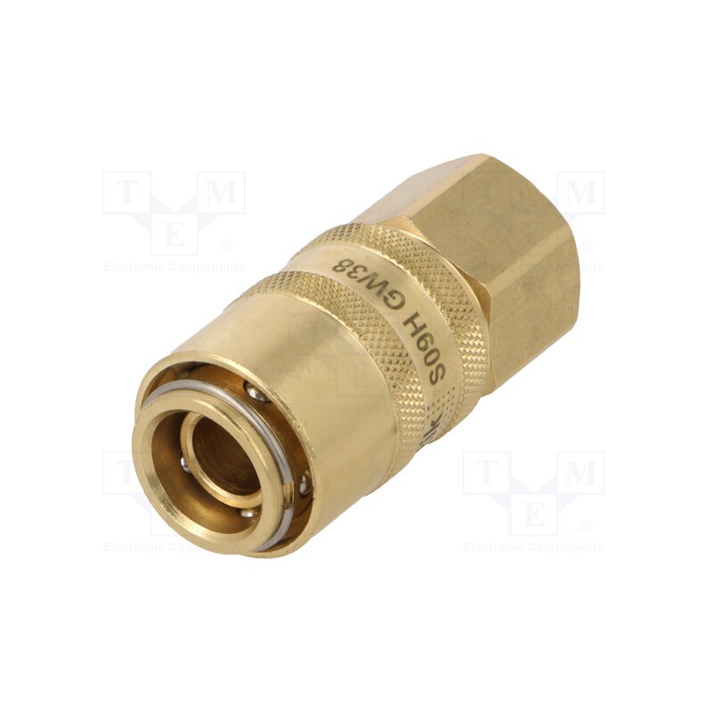 1 pcs x PNEUMAT-S09H GW38 - Quick connection coupling, straight, max.15bar, brass, Seal: FPM