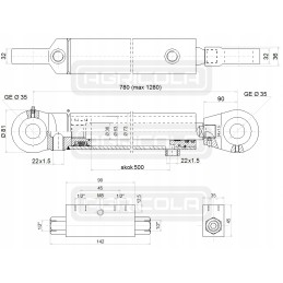 Hydraulic actuator 63 36 500 l 780 hydrolider lock