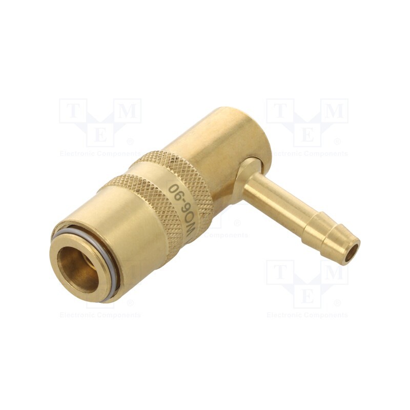 1 pcs x PNEUMAT-S06H WO6-90 - Quick connection coupling, angled 90°, max.10bar, brass, D: 6mm