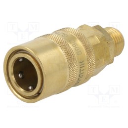 1 pcs x PNEUMAT-S09D GZ14 - Quick connection coupling, straight, max.15bar, brass, Seal: FPM