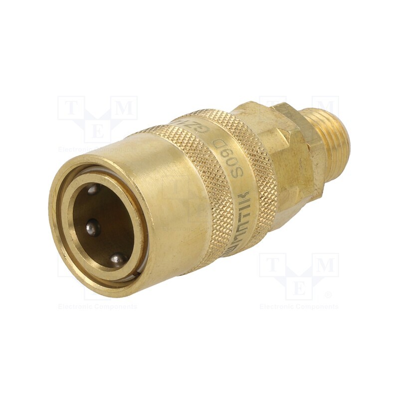 1 pcs x PNEUMAT-S09D GZ14 - Quick connection coupling, straight, max.15bar, brass, Seal: FPM