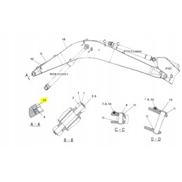 Bushing in the boom arm of a Cat excavator