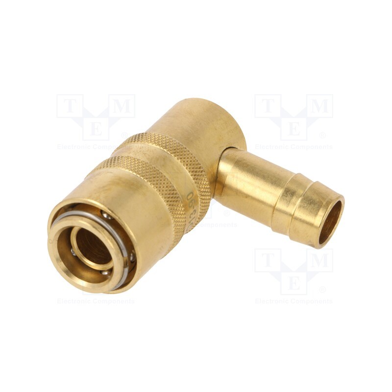 1 pcs x PNEUMAT-S09H WO13-90 - Quick connection coupling, angled 90°, max.15bar, brass, D: 13mm
