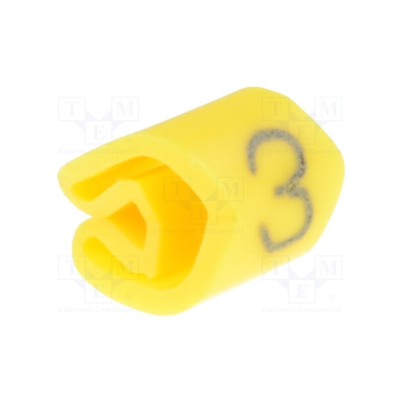 200 pcs x WEIDMu00dcLLER - 252611511 - Markers, Marking: 3, 3÷5mm, PVC, yellow, -30÷80°C, leaded, UL94V-0