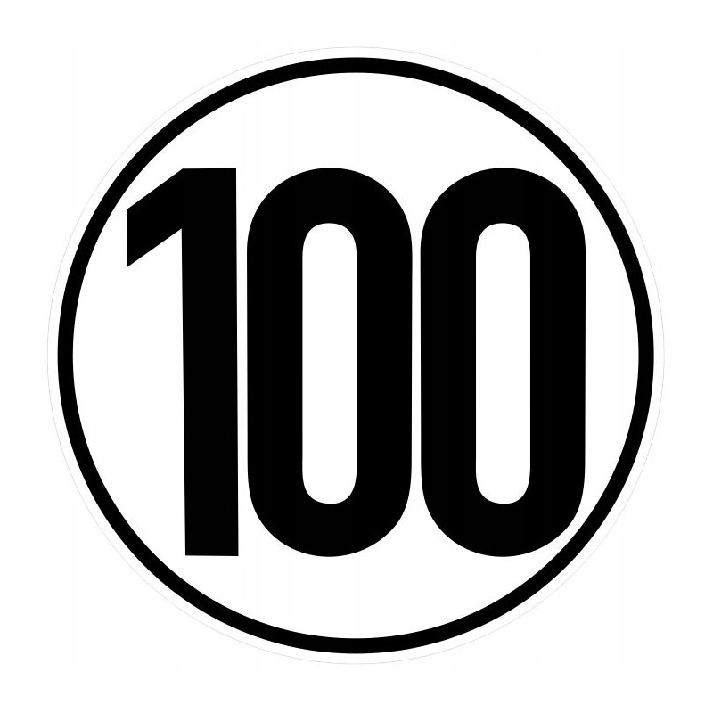Sticker speed limit 100 km sign 16 cm wide