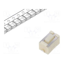2 pcs x PANASONIC - EVQPNF04M - Microswitch TACT, SPST, Pos: 2, 0.05A/12VDC, SMT, none, 1.6N, 4.3mm