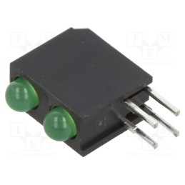 1 pcs x BIVAR - H201CGDL - LED, in housing, green, 3mm, No.of diodes: 2, 2mA, Lens: diffused