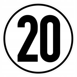 Sticker speed limit 20 km sign diameter 16 cm