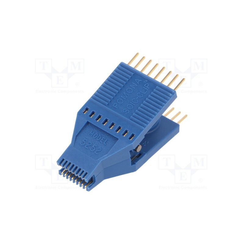 1 pcs x POMONA - 5252 - Test clip, blue, Row pitch: 1.27mm, gold-plated, SOIC16,SOJ16