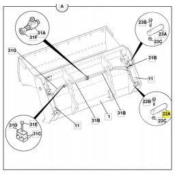 JCB 3cx 4cx jaw actuator mounting pin