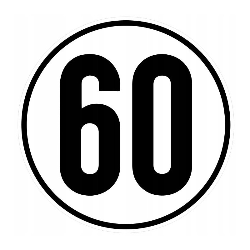 Sticker speed limit 60km sign width 20cm