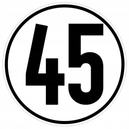 Sticker speed limit 45km sign diameter 16cm