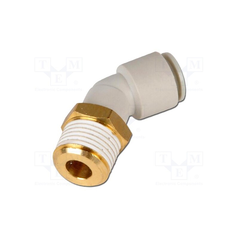 1 pcs x SMC-KQ2K06-01AS - Push-in fitting, threaded,angled 45°, -1÷10bar, Thread: R 1/8'