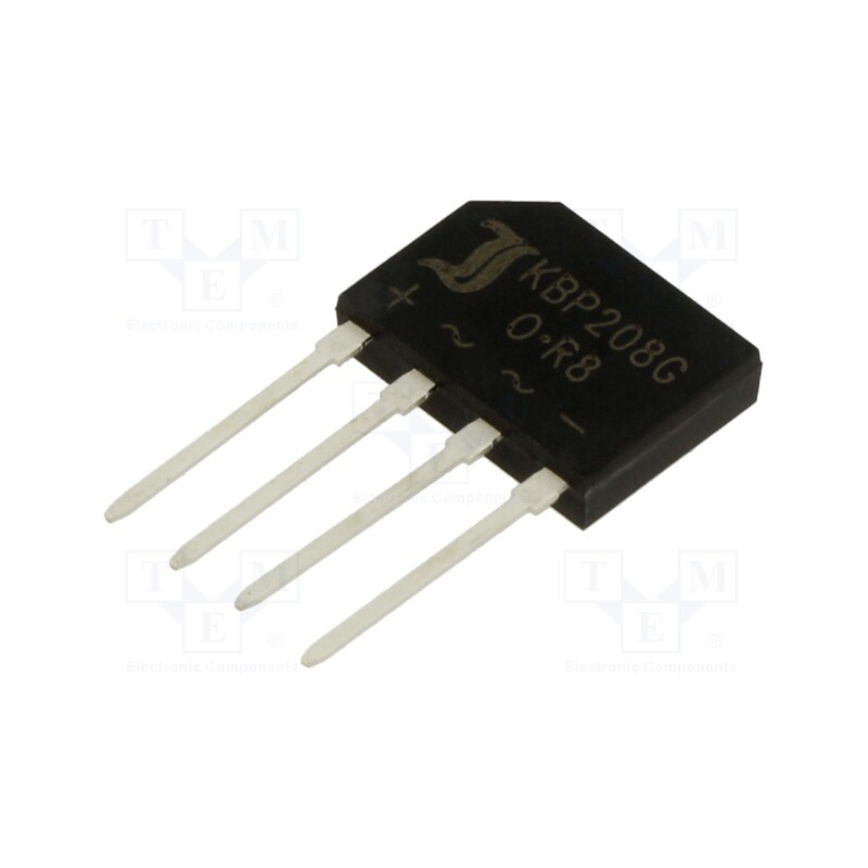 5 pcs x DIOTEC SEMICONDUCTOR - KBP208G - Bridge rectifier: single-phase, Urmax: 800V, If: 2A, Ifsm: 50A, flat