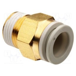 1 pcs x SMC-KQ2H10-04AS - Push-in fitting, threaded,straight, -1÷10bar, brass, -5÷60°C