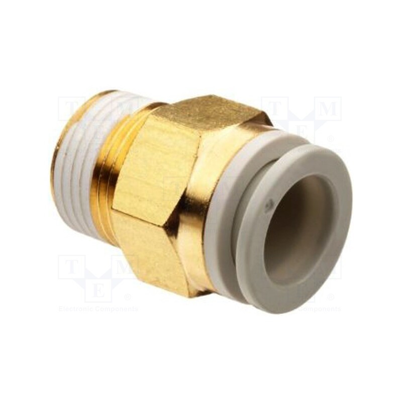 1 pcs x SMC-KQ2H10-04AS - Push-in fitting, threaded,straight, -1÷10bar, brass, -5÷60°C