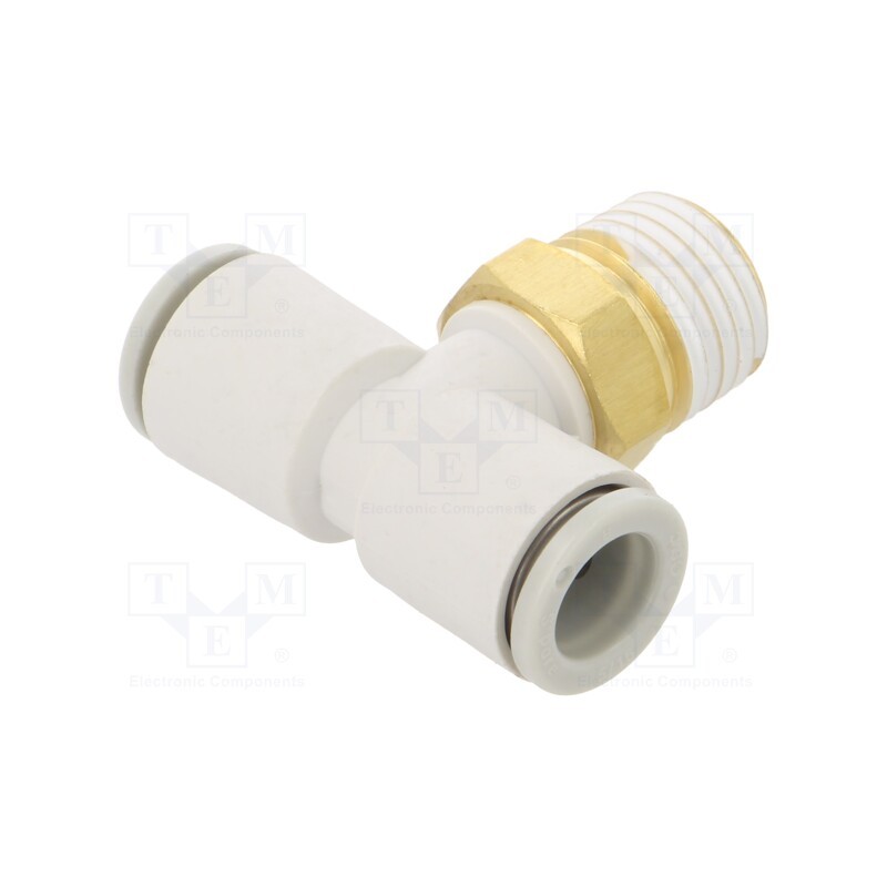 1 pcs x SMC-KQ2T08-02AS - Tee fitting, threaded,plug-in, -1÷10bar, brass,polypropylene