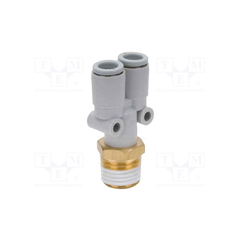 1 pcs x SMC-KQ2U06-02AS - Tee fitting, threaded,plug-in, -1÷10bar, brass,polypropylene