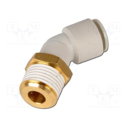 1 pcs x SMC-KQ2L12-02AS - Push-in fitting, threaded,angled 90°, -1÷10bar, Thread: R 1/4'