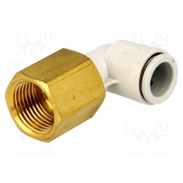 1 pcs x SMC-KQ2LF10-03A - Push-in fitting, threaded,angled 90°, -1÷10bar, Thread: Rc 3/8'