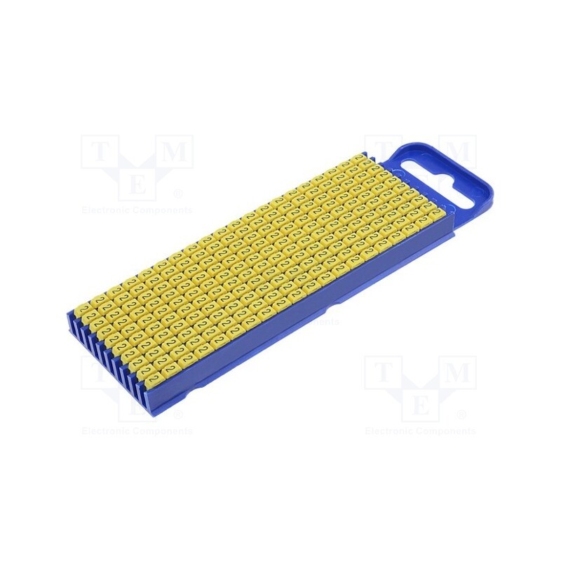 200 pcs x HELLERMANNTYTON - 561-02624 - Markers, Marking: 2, 2.8÷3.8mm, polyamide, yellow, -40÷85°C, WIC