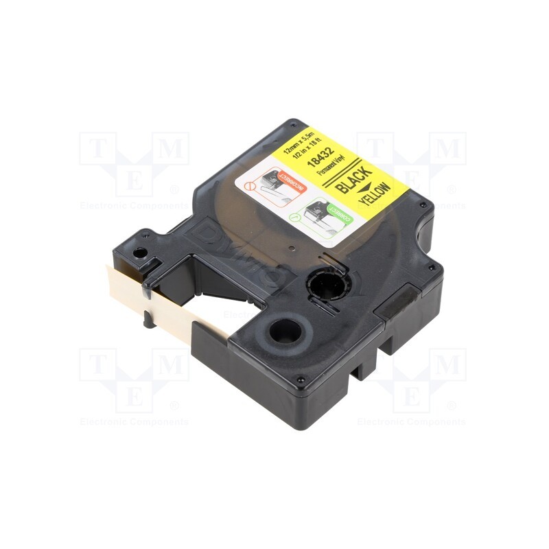 1 rol x DYMO - 18432 - Tape, 12mm, 5.5m, yellow, Character colour: black