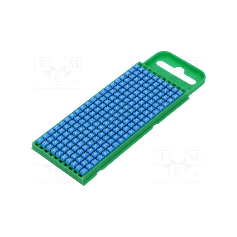 200 pcs x HELLERMANNTYTON - 561-00666 - Markers, Marking: 6, 0.8÷2.2mm, polyamide, blue, -40÷85°C, push-in