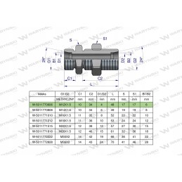 Bulkhead hydraulic connector BB M12x1 5 Warynski
