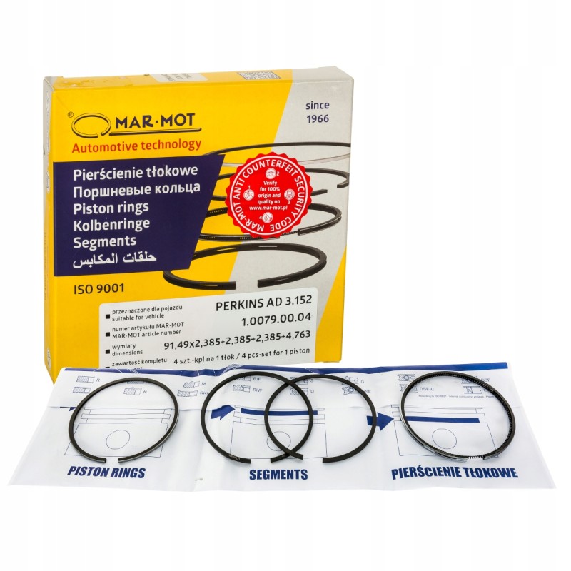 Piston rings mf3, set, 3 cylinders, 4 rings