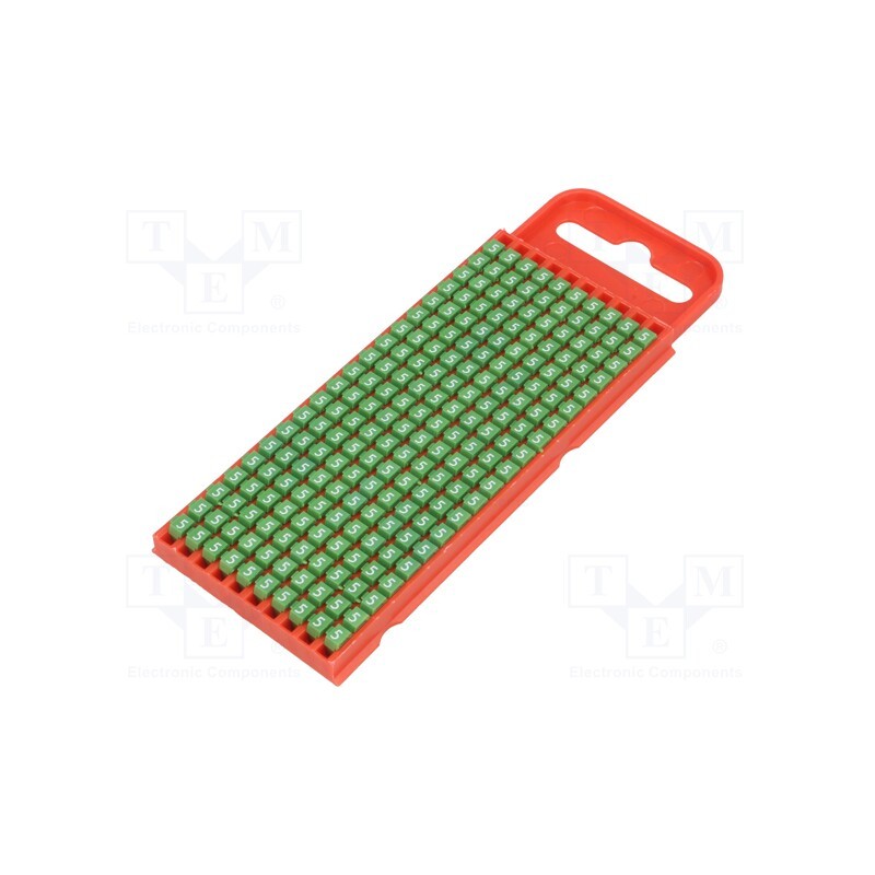 200 pcs x HELLERMANNTYTON - 561-01655 - Markers, Marking: 5, 2÷2.8mm, polyamide, green, -40÷85°C, push-in