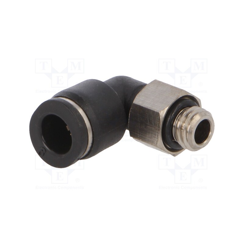 1 pcs x PNEUMAT-PL-76 - Push-in fitting, angled, -0.95÷10bar, Thread: M7, Thread: outside