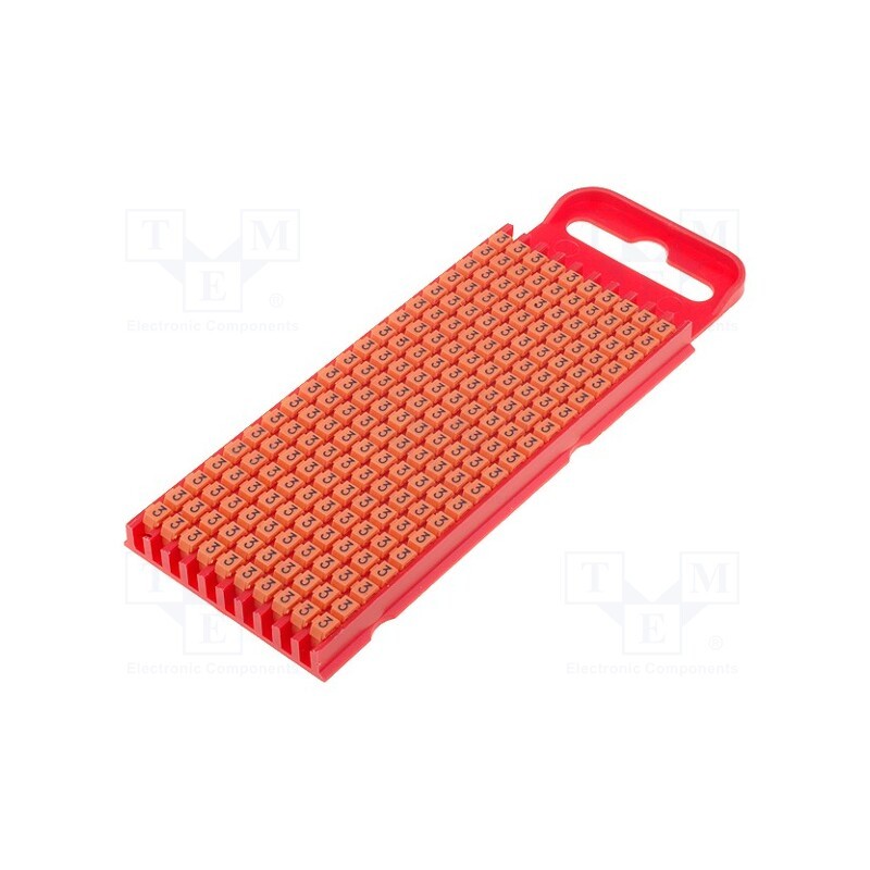 200 pcs x HELLERMANNTYTON - 561-01633 - Markers, Marking: 3, 2÷2.8mm, polyamide, orange, -40÷85°C, push-in