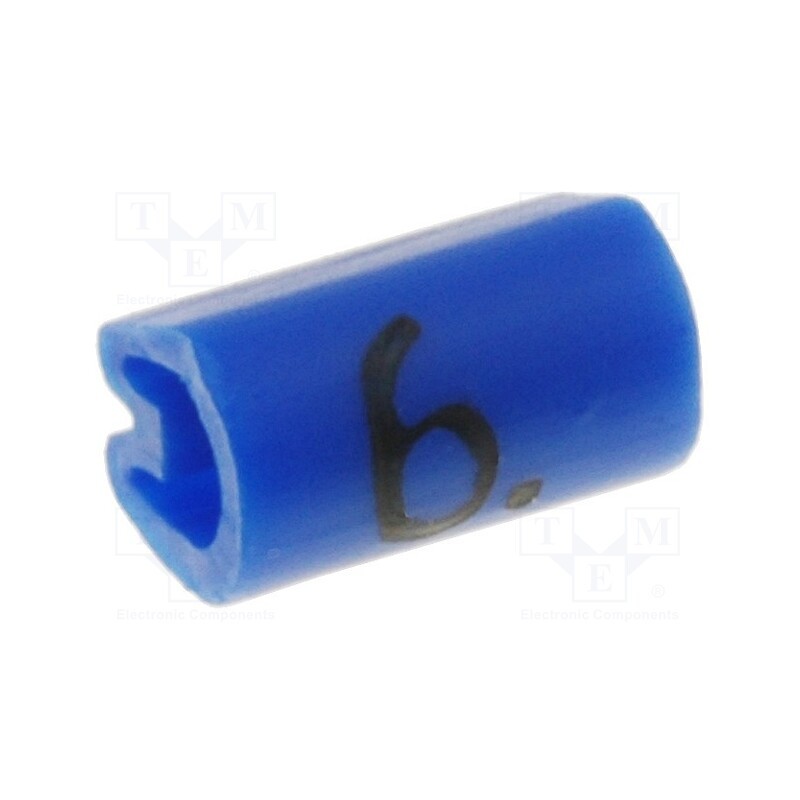 200 pcs x TE Connectivity - 5801606 - Markers, Marking: 6, 1.5÷2mm, PVC, blue, -45÷70°C, leaded